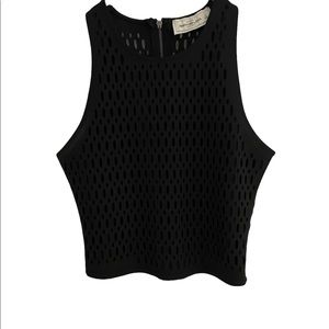 Abercrombie & Fitch Black Sleeveless Lined Crop Top Tank Women